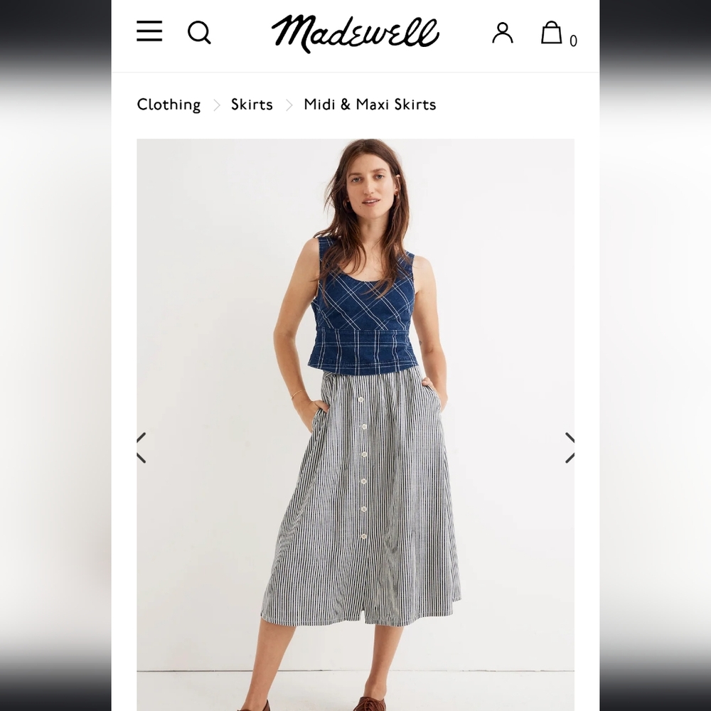 Madewell palisade button-front Madi skirt in chambray stripe